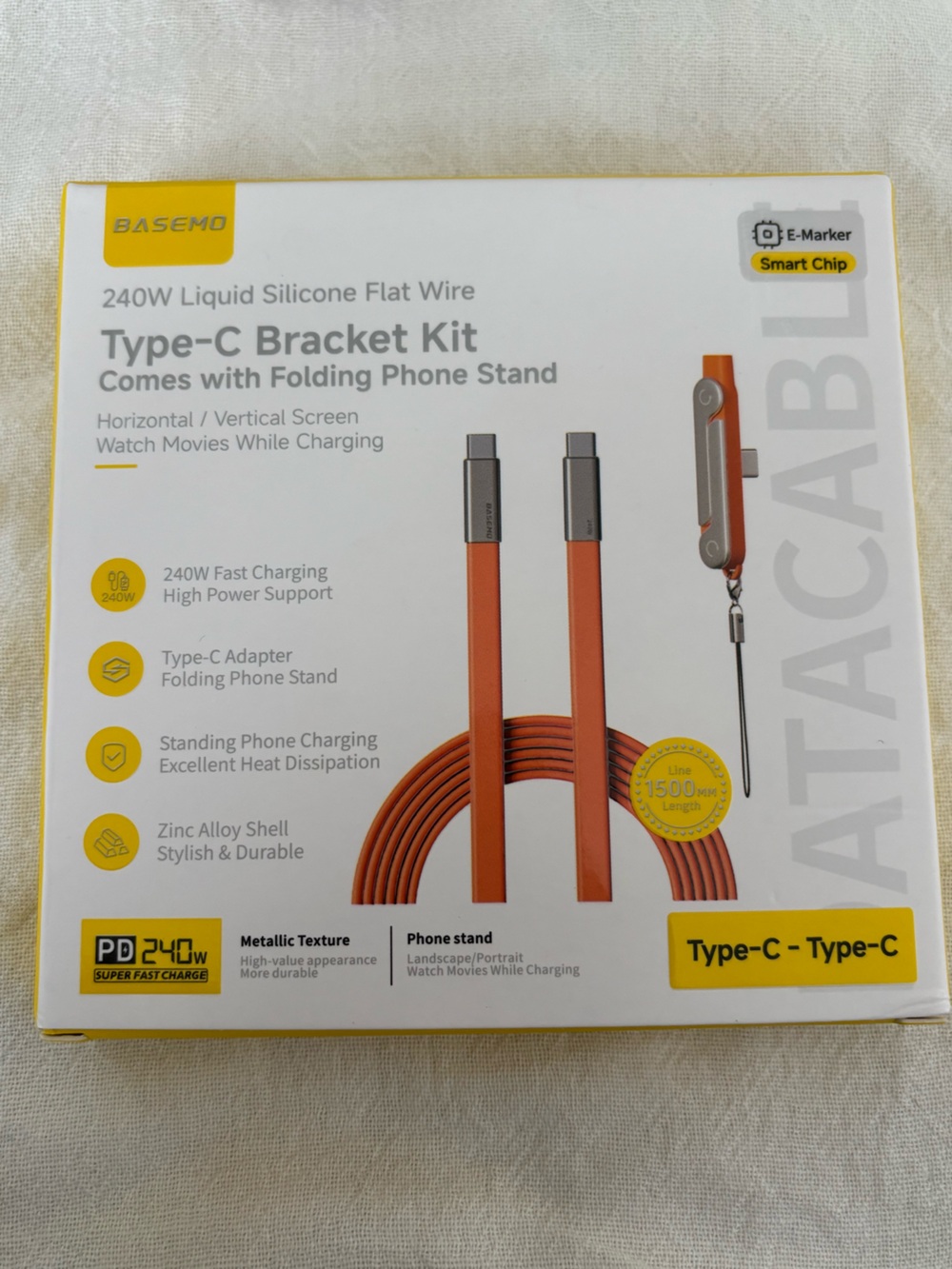 Type-C Bracket Kit Fast Charging Cable - Orange